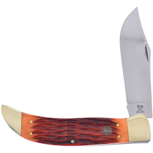 Hen and Rooster Large Folder Driftwood Bone Handle Folding Knife