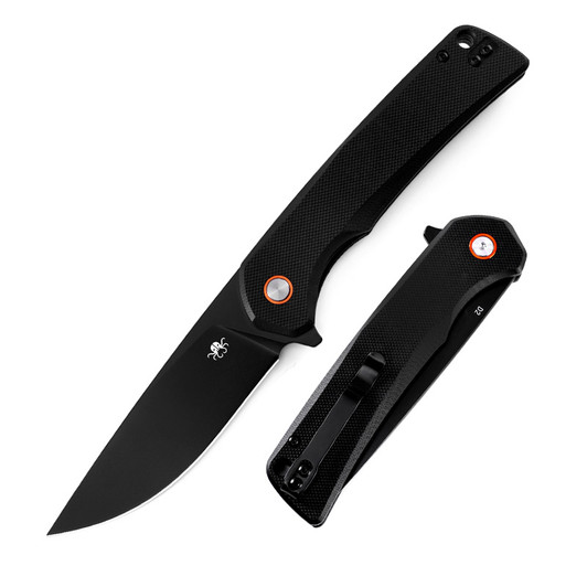 Klaken Virex Black G10 D2 Blackened Drop Point Knife