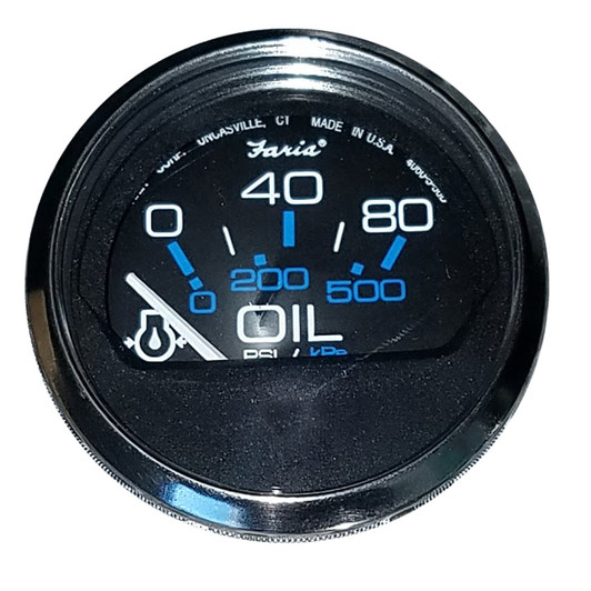 Faria Beede Chesapeake Black 2" 80 PSI Oil Pressure Gauge