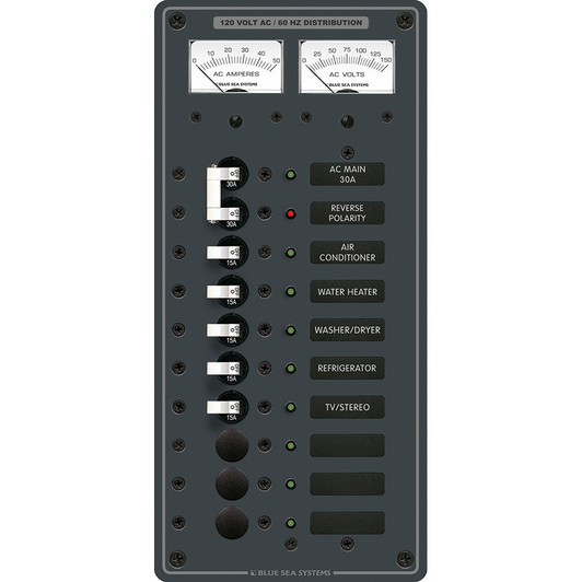 Blue Sea 8074 AC Main +8 Position Toggle Breaker Panel