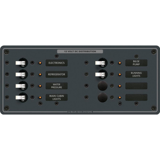Blue Sea 8385 DC 8 Position Horizontal Panel