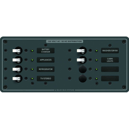 Blue Sea 8411 AC 8 Position Circuit Breaker Panel