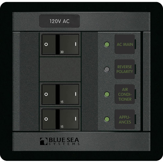 Blue Sea 1214 120V AC Main +2 Position Panel