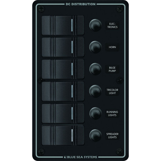 Blue Sea 8373 Water Resistant 6 Position Panel
