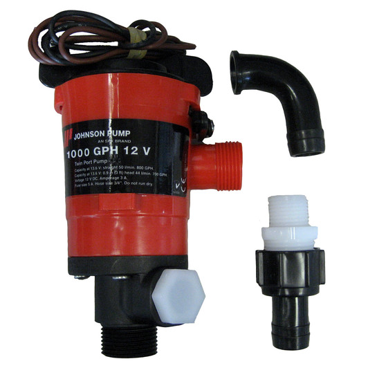 Johnson Pump Twin Port 1000 GPH Livewell Aerating Pump
