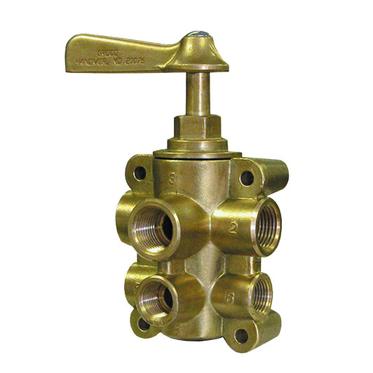 GROCO 6-Port Bronze Fuel Valve, 0.5-Inch Main