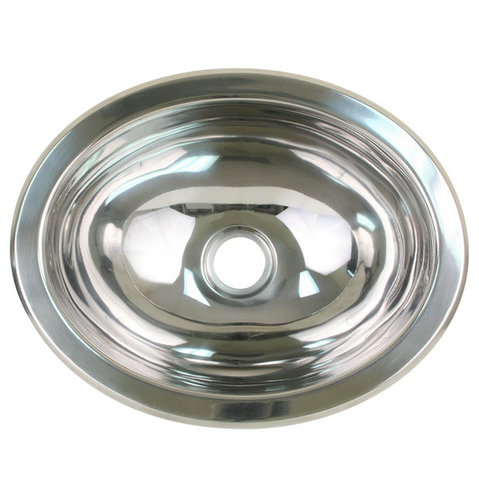 Scandvik Polished SS Oval Sink, 13.25x10.5-Inch