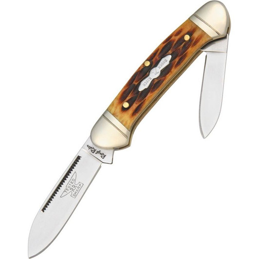 Rough Rider Mini Canoe Amber Jigged Knife