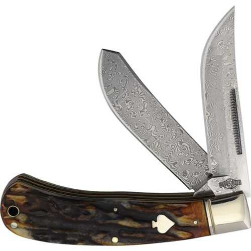 Rough Rider Damascus Upswept Trapper Knife