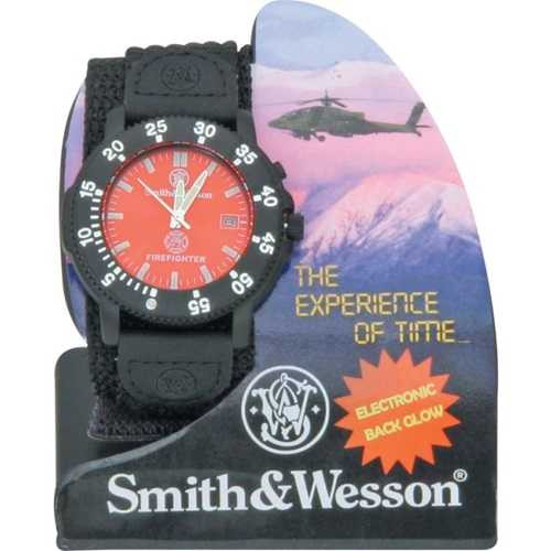 Smith & Wesson Firefighter Watch Red Face Black Nylon Band