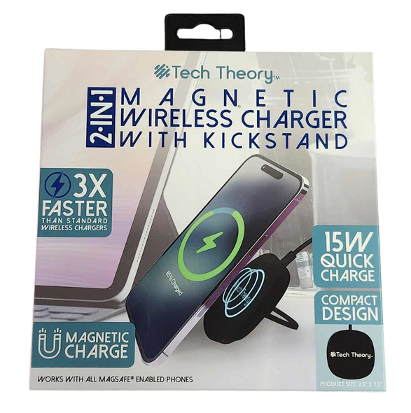 Tech Theory 15W Magnetic Wireless Fast Charger with Kickstand