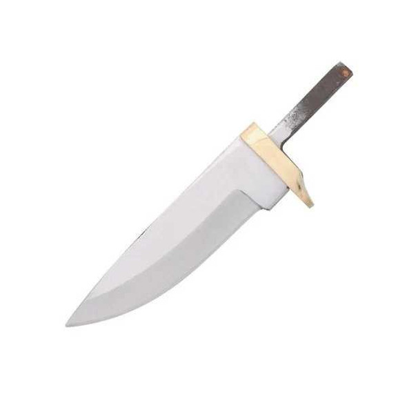 Drop Point Knife Blade Blank 3.75" Stainless with Brass Guard
