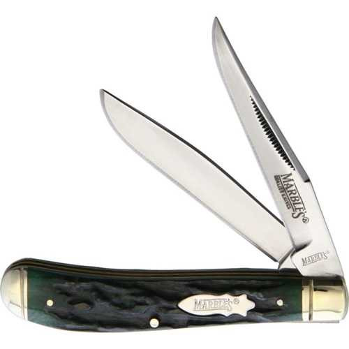 Marbles Trapper Green Stag Bone Folder Knife