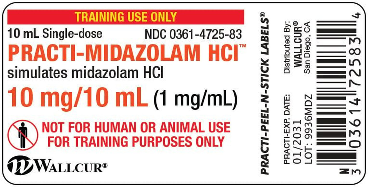 Anatomy Lab Practi-Midazolam HCl Peel-N-Stick Vial Labels - 100