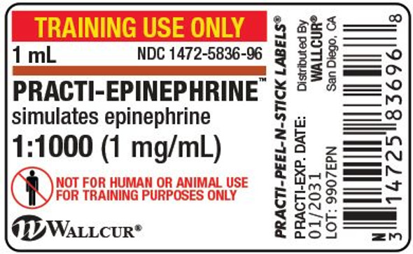 Practi-Epinephrine (1 mg/mL) 1 mL Practi-Ampules Label - 100 Count