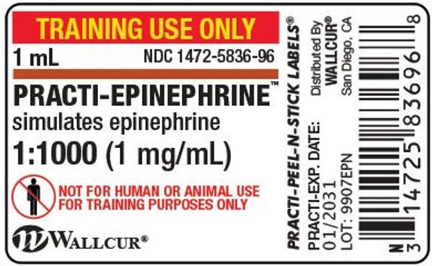 Practi-Epinephrine (1 mg/mL) 1 mL Practi-Ampules Label - 100 Count