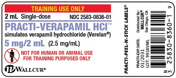 Practi-Verapamil HCl (5 mg/2 mL) 2 mL Vial Label - 100 Count
