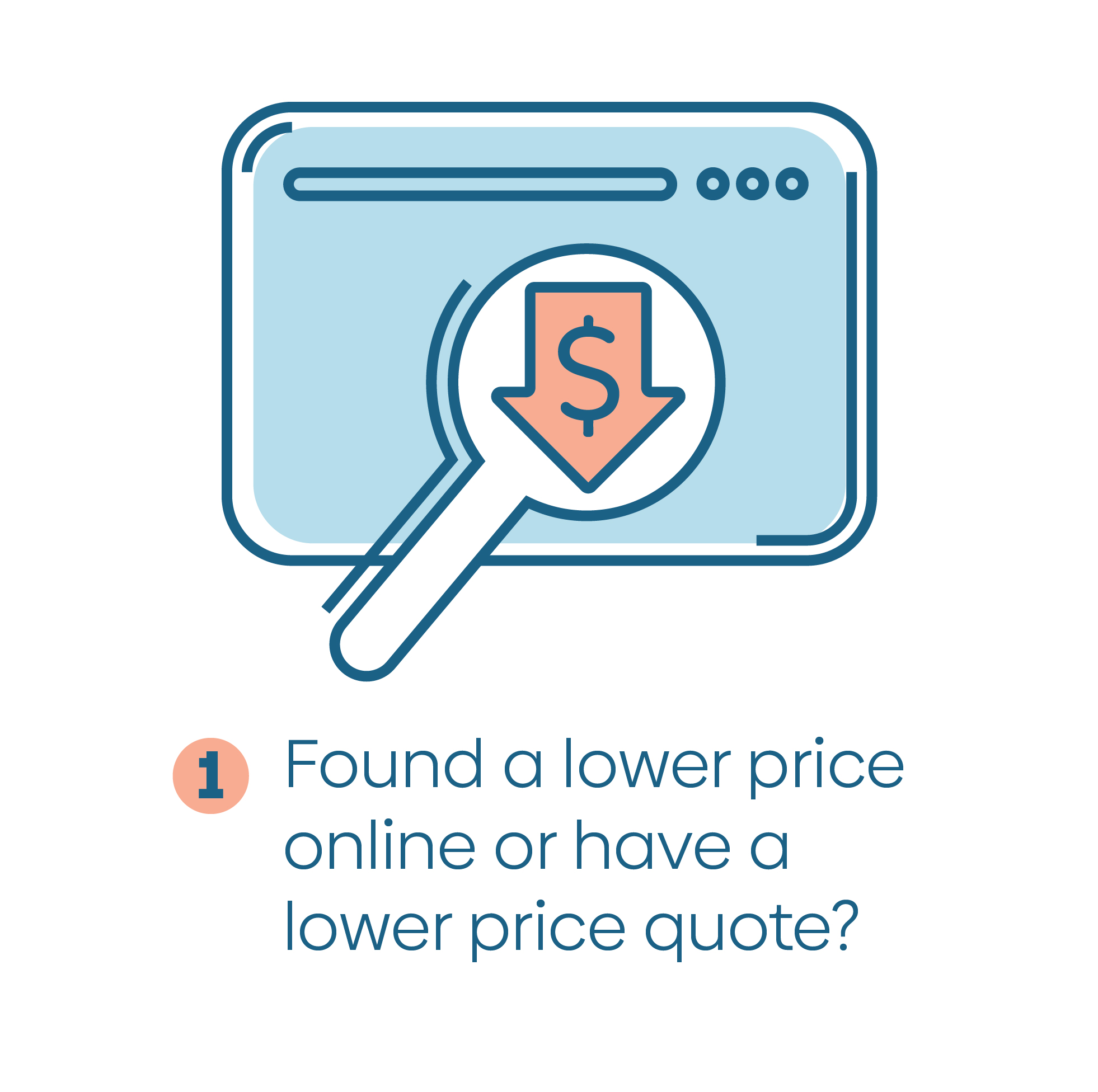 Stylized graphic of a computer screen with a magnifying glass highlighting a downward arrow and dollar sign inside.
