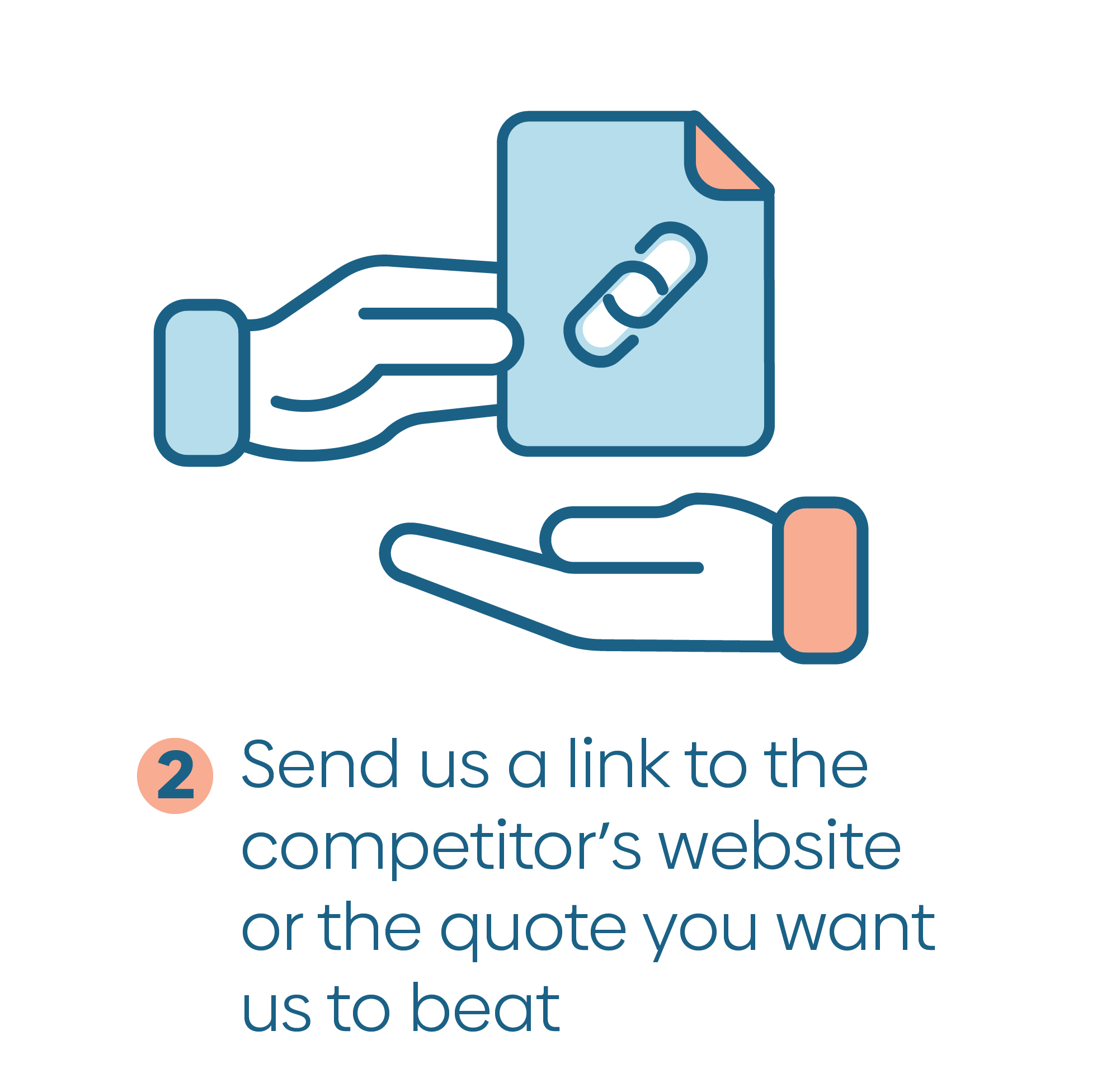 Illustrated hand holding a file with a link icon.