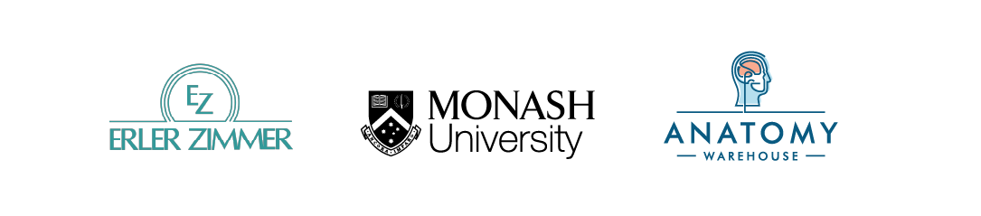 The image contains two company logos: "ERLER ZIMMER" and "ANATOMY WAREHOUSE".