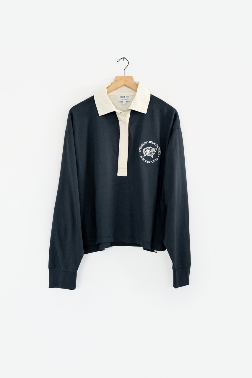 Line Change Ladies Navy Rugby Tee - Columbus Sportservice LLC