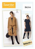 Butterick B6244 (Digital) | Misses'/Women's Draped Collar Coat and Dress | Front of Envelope