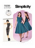 Simplicity S9286 | Misses' Fold-back Facing Dresses | Front of Envelope