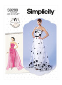 Simplicity S9289 | Misses' Strapless Dress, Detachable Train & Belt | Front of Envelope