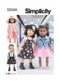 Simplicity S9566 | 18" Doll Clothes | Front of Envelope
