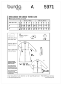 Burda Style BUR5971 | Misses' Shirt Dress and Blouse with Cuffed Sleeves | Back of Envelope