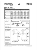 Burda Style BUR5966 | Misses' Square Neck Dress with Panel Seams | Back of Envelope