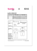 Burda Style BUR9245 | Burda Style Pattern 9245 Children's Jumpsuit | Back of Envelope