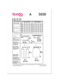 Burda Style BUR5936 | Burda Style Pattern 5936 Misses' Skirt | Back of Envelope