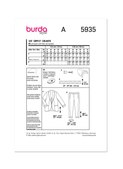 Burda Style BUR5935 | Burda Style Pattern 5935 Misses' Suit | Back of Envelope