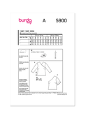 Burda Style BUR5900 | Burda Style Pattern 5900 Misses' Top | Back of Envelope
