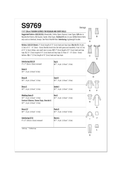 Simplicity S9769 | 11 1/2" Fashion Clothes for Regular and Curvy Size Dolls by Andrea Schewe Designs | Back of Envelope
