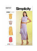 Simplicity S9757 | Misses' Knit Top and Skirt in Two Lengths | Front of Envelope