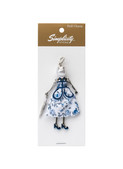 Simplicity Vintage Doll Pendant Blue and White Floral