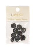 La Mode Black 4-hole Shirt Buttons, 3 Packages