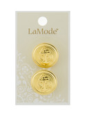 La Mode 7/8" Gold Crest hank Buttons, 3 Packages
