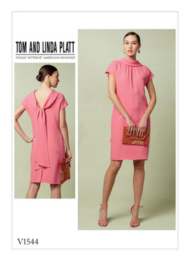Vogue Patterns V1544 | Misses' Lined Shift Dress with Back Drop-Collar and Tie | Front of Envelope