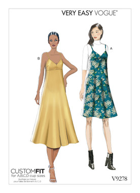 Vogue Patterns V9278 | Misses' Slip-Style Dress with Back Zipper | Front of Envelope