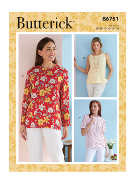 Butterick B6751 (Digital) | Misses'/Misses' Petite Pullover Tops | Front of Envelope