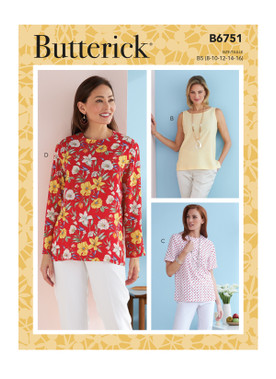 Butterick B6751 | Misses'/Misses' Petite Pullover Tops | Front of Envelope