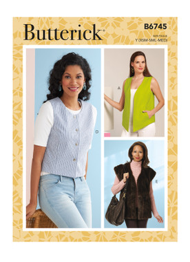 Butterick B6745 | Misses' Vests in Five Styles | Front of Envelope