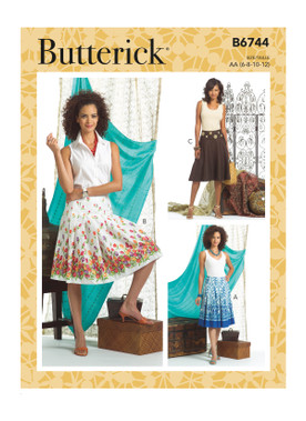 Butterick B6744 (Digital) | Misses' Pleated or Flared Skirts | Front of Envelope
