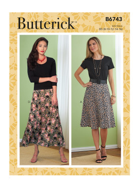 Butterick B6743 | Misses'/Misses' Petite Gored Skirts | Front of Envelope