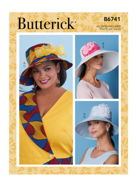 Butterick B6741 (Digital) | Misses' Hats With Ribbon, Flowers & Bow | Front of Envelope