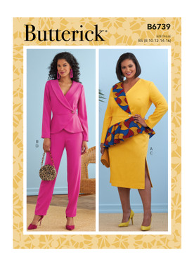Butterick B6739 | Misses' Jacket, Dress, Top, Skirt & Pants | Front of Envelope