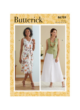 Butterick B6759 (Digital) | Misses' Dress, Sash & Belt | Front of Envelope